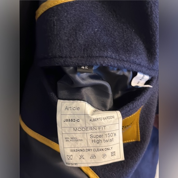 Men's Navy Alberto Nardoni Wool Blend Tench Jacket Size 42 - Picture 3 of 3